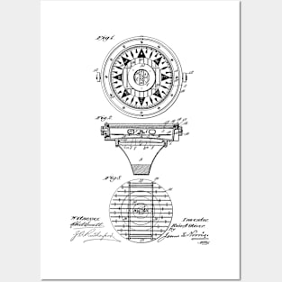 Mariner's Compass Vintage Patent Hand Drawing Posters and Art